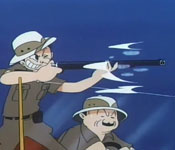 hunters in Kimba's animal kingdom