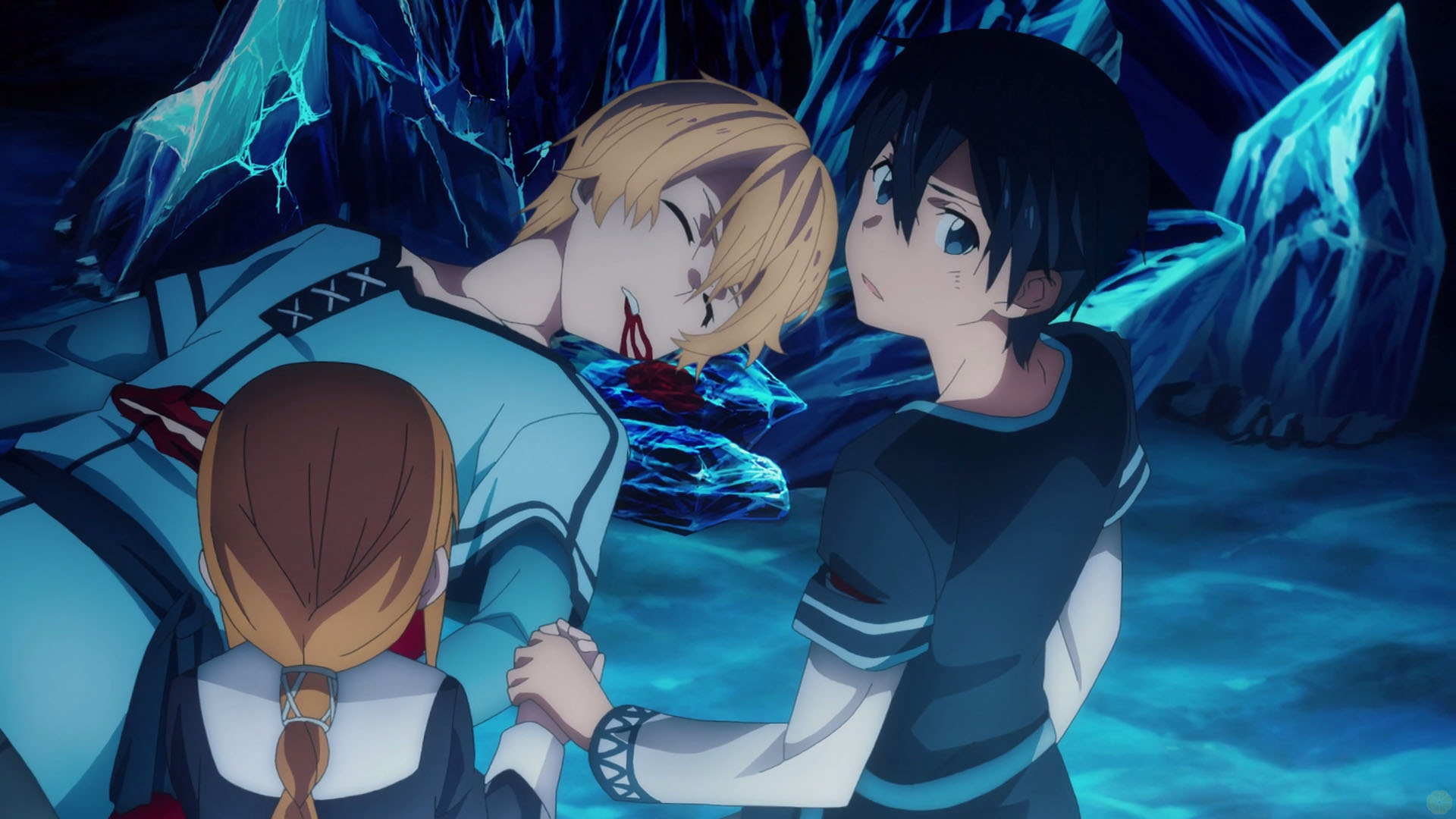 Against the goblin leader, Kirito finds himself outmatched and while... 
