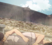 Gabi attacking the Titan killing armored train
