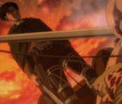 levi standing over zeke