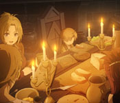 Rudeus's family eating dinner