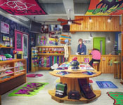 reki in the skateboard shop